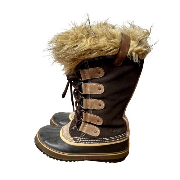 Sorel 8 Joan of Arctic Tall Winter Snow Boots Fur Lined Waterproof Leather Brown - Picture 1 of 5